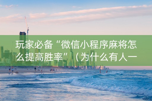 玩家必备“微信小程序麻将怎么提高胜率”（为什么有人一直赢)
