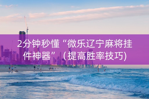 2分钟秒懂“微乐辽宁麻将挂件神器”（提高胜率技巧)