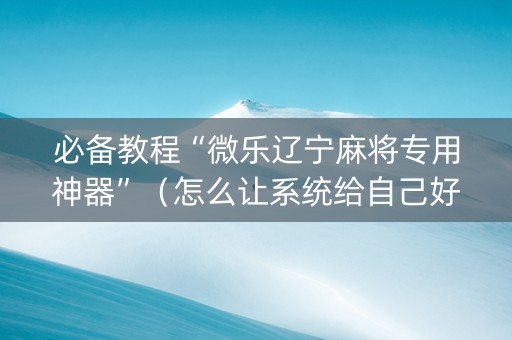 必备教程“微乐辽宁麻将专用神器”（怎么让系统给自己好牌)