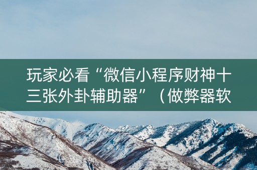 玩家必看“微信小程序财神十三张外卦辅助器”（做弊器软件下载)