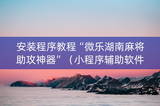安装程序教程“微乐湖南麻将助攻神器”（小程序辅助软件)