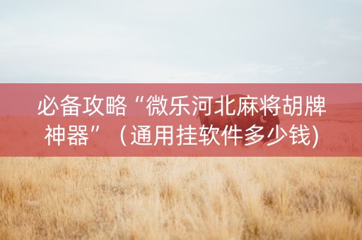 必备攻略“微乐河北麻将胡牌神器”（通用挂软件多少钱)