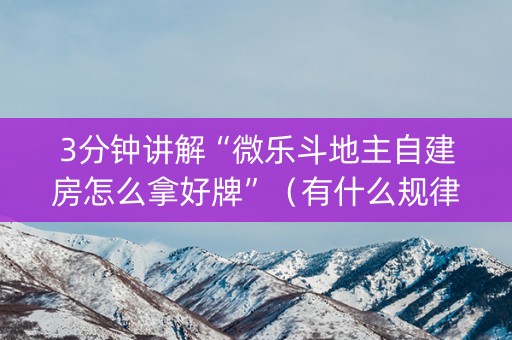 3分钟讲解“微乐斗地主自建房怎么拿好牌”（有什么规律)