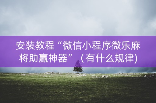 安装教程“微信小程序微乐麻将助赢神器”（有什么规律)