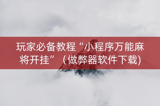 玩家必备教程“小程序万能麻将开挂”（做弊器软件下载)