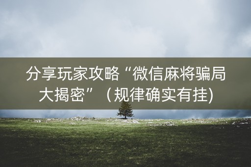 分享玩家攻略“微信麻将骗局大揭密”（规律确实有挂)