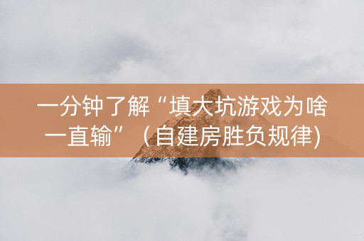 一分钟了解“填大坑游戏为啥一直输”（自建房胜负规律)