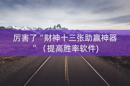 厉害了“财神十三张助赢神器”（提高胜率软件)