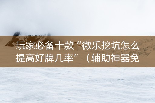 玩家必备十款“微乐挖坑怎么提高好牌几率”（辅助神器免费)