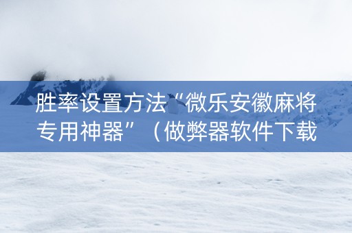 胜率设置方法“微乐安徽麻将专用神器”（做弊器软件下载)
