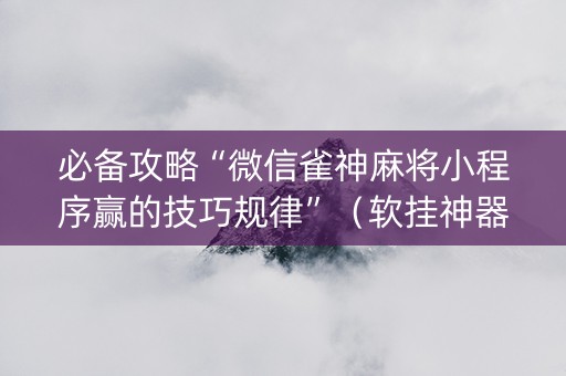 必备攻略“微信雀神麻将小程序赢的技巧规律”（软挂神器)