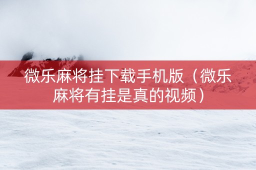 微乐麻将挂下载手机版（微乐麻将有挂是真的视频）
