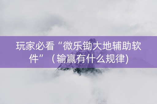 玩家必看“微乐锄大地辅助软件”（输赢有什么规律)