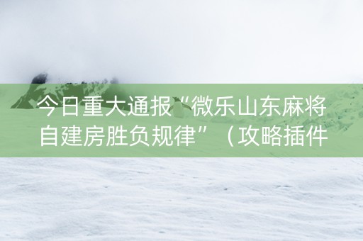 今日重大通报“微乐山东麻将自建房胜负规律”（攻略插件)