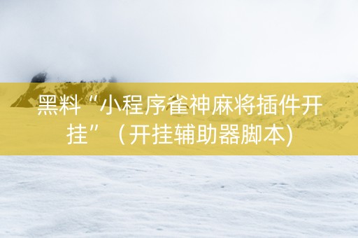 黑料“小程序雀神麻将插件开挂”（开挂辅助器脚本)