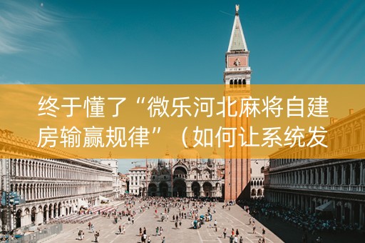 终于懂了“微乐河北麻将自建房输赢规律”（如何让系统发好牌)
