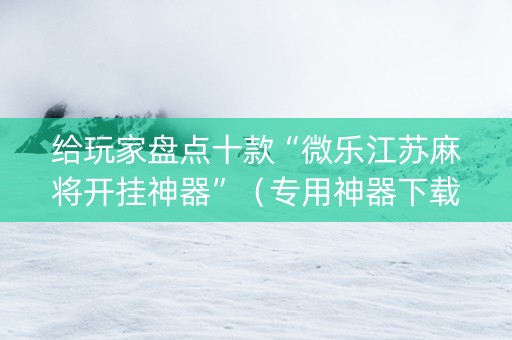 给玩家盘点十款“微乐江苏麻将开挂神器”（专用神器下载)