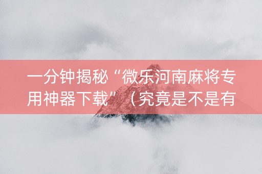 一分钟揭秘“微乐河南麻将专用神器下载”（究竟是不是有挂)