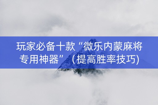 玩家必备十款“微乐内蒙麻将专用神器”（提高胜率技巧)