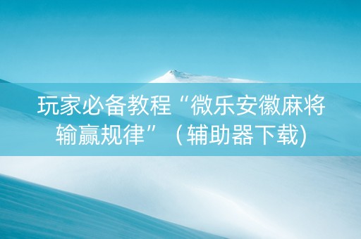 玩家必备教程“微乐安徽麻将输赢规律”（辅助器下载)