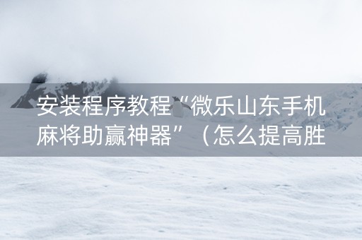 安装程序教程“微乐山东手机麻将助赢神器”（怎么提高胜率)