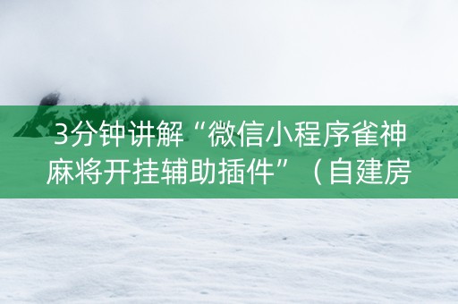 3分钟讲解“微信小程序雀神麻将开挂辅助插件”（自建房胜负规律)