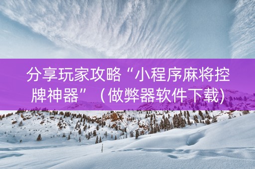 分享玩家攻略“小程序麻将控牌神器”（做弊器软件下载)