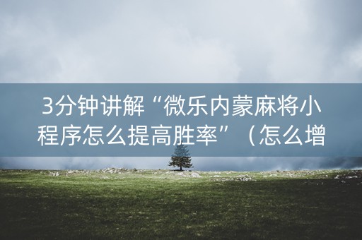3分钟讲解“微乐内蒙麻将小程序怎么提高胜率”（怎么增加胜率)