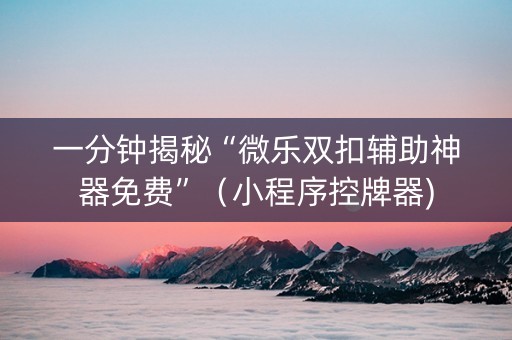 一分钟揭秘“微乐双扣辅助神器免费”（小程序控牌器)