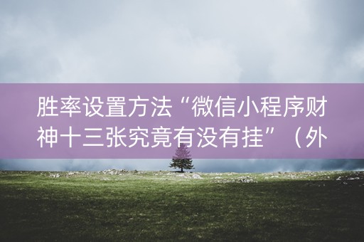 胜率设置方法“微信小程序财神十三张究竟有没有挂”（外辅工具)