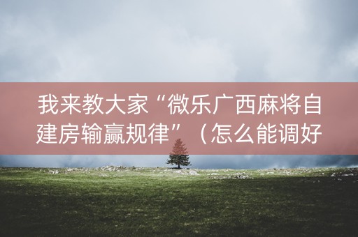 我来教大家“微乐广西麻将自建房输赢规律”（怎么能调好牌)