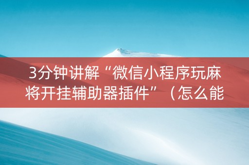3分钟讲解“微信小程序玩麻将开挂辅助器插件”（怎么能得到好牌)