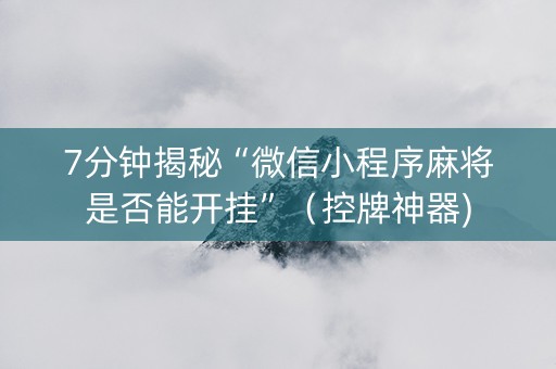 7分钟揭秘“微信小程序麻将是否能开挂”（控牌神器)