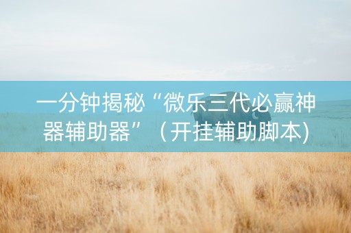 一分钟揭秘“微乐三代必赢神器辅助器”（开挂辅助脚本)