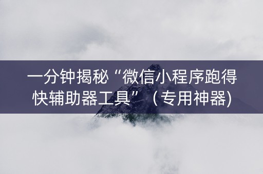 一分钟揭秘“微信小程序跑得快辅助器工具”（专用神器)