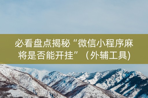 必看盘点揭秘“微信小程序麻将是否能开挂”（外辅工具)