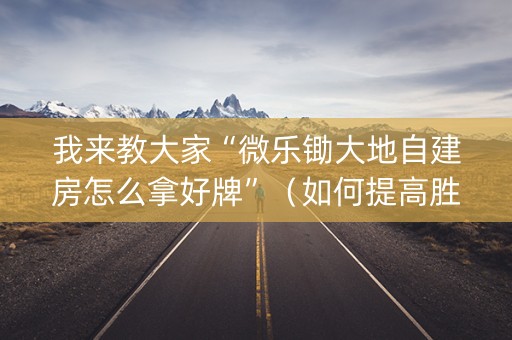 我来教大家“微乐锄大地自建房怎么拿好牌”（如何提高胜率)