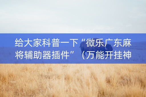 给大家科普一下“微乐广东麻将辅助器插件”（万能开挂神器)