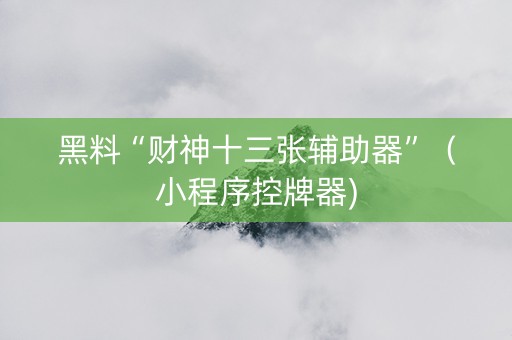 黑料“财神十三张辅助器”（小程序控牌器)