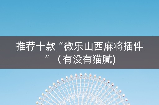 推荐十款“微乐山西麻将插件”（有没有猫腻)