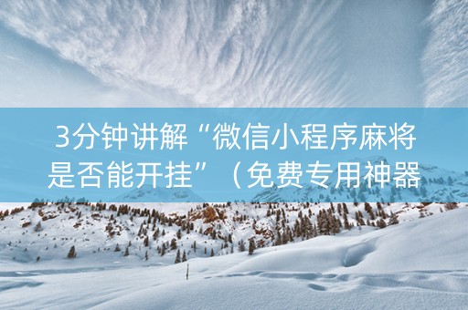 3分钟讲解“微信小程序麻将是否能开挂”（免费专用神器)