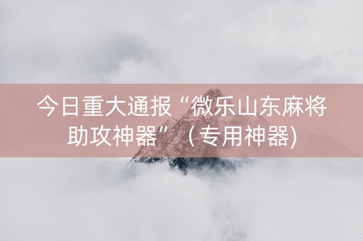 今日重大通报“微乐山东麻将助攻神器”（专用神器)