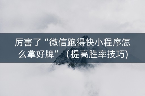 厉害了“微信跑得快小程序怎么拿好牌”（提高胜率技巧)