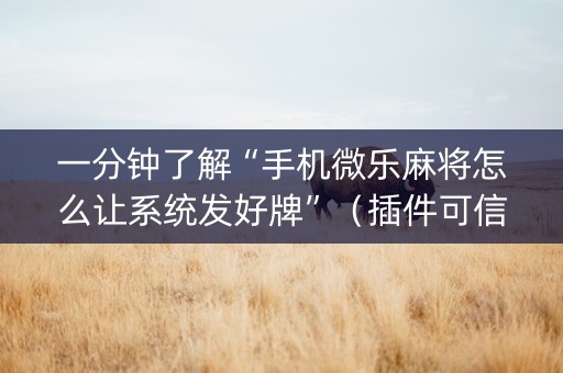 一分钟了解“手机微乐麻将怎么让系统发好牌”（插件可信吗)