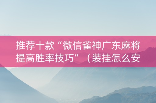推荐十款“微信雀神广东麻将提高胜率技巧”（装挂怎么安装)