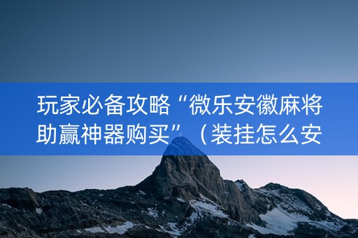 玩家必备攻略“微乐安徽麻将助赢神器购买”（装挂怎么安装)