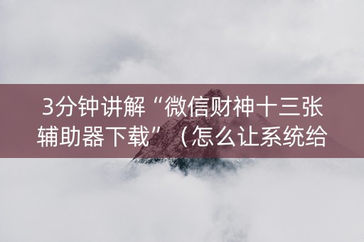3分钟讲解“微信财神十三张辅助器下载”（怎么让系统给自己好牌)