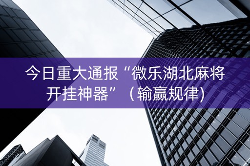 今日重大通报“微乐湖北麻将开挂神器”（输赢规律)