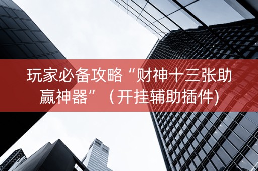 玩家必备攻略“财神十三张助赢神器”（开挂辅助插件)