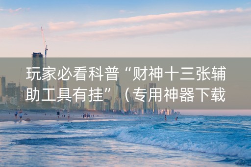 玩家必看科普“财神十三张辅助工具有挂”（专用神器下载)